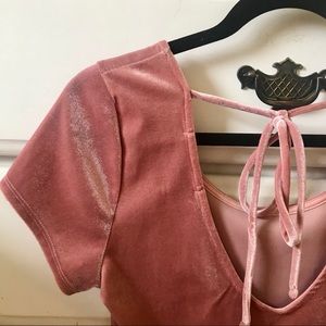 Pink velvet body suit